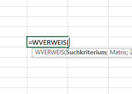 Bild Excel Zelle mit Funktion WVERWEIS