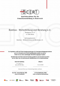 ÖCERT-Zertifikat Bambus - Weiterbildung und Beratung e.U.