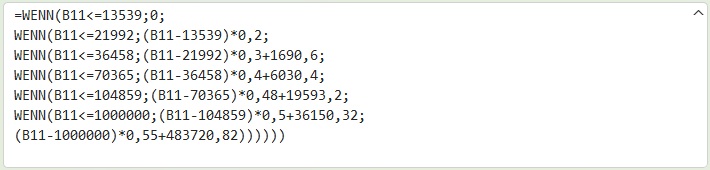 Excel Formel Einkommenssteuer 2026 in Österreich